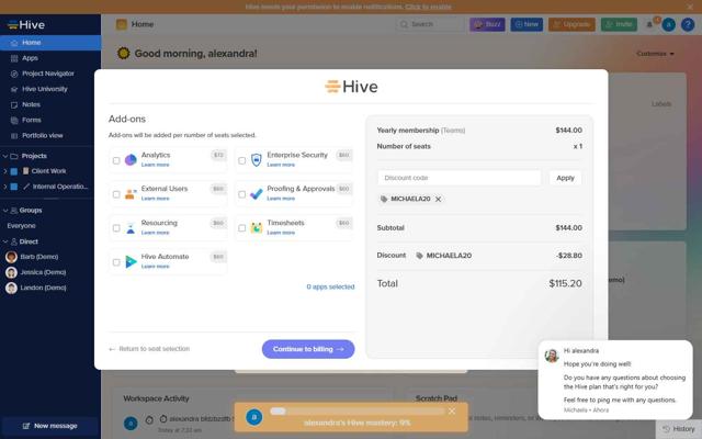 Hive checkout page showing Hive promo code box | Screenshot taken by SimplyCodes community member on Aug 14, 2025