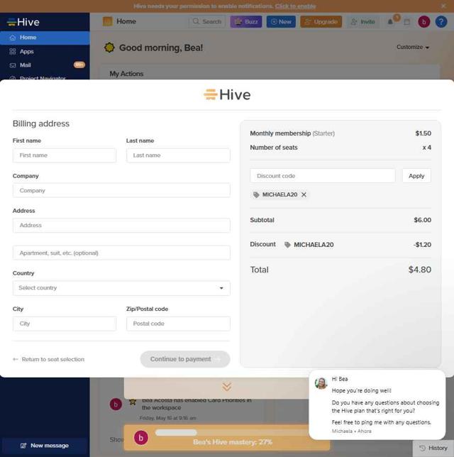 Hive checkout page showing Hive promo code box | Screenshot taken by SimplyCodes community member on Sep 12, 2025