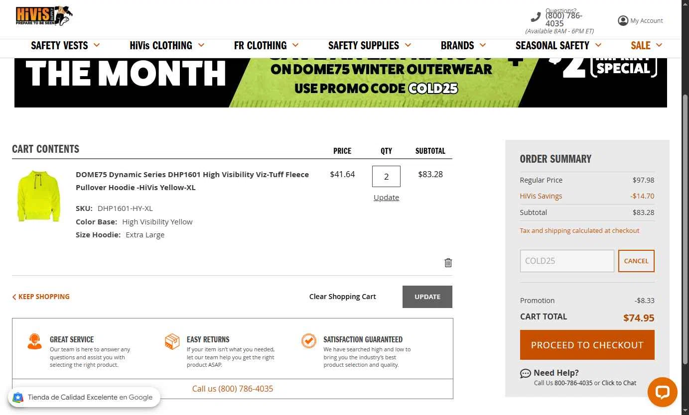 Hi Vis Supply checkout page showing Hi Vis Supply promo code box | Screenshot taken by SimplyCodes community member on Dec 30, 2025