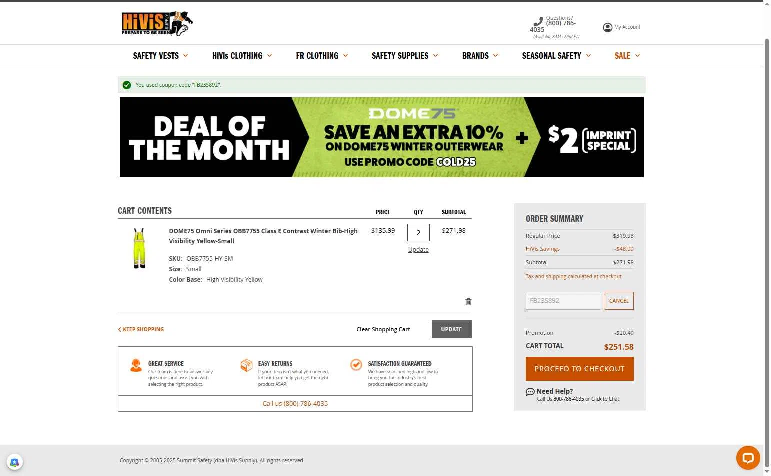 Hi Vis Supply checkout page showing Hi Vis Supply promo code box | Screenshot taken by SimplyCodes community member on Dec 17, 2025