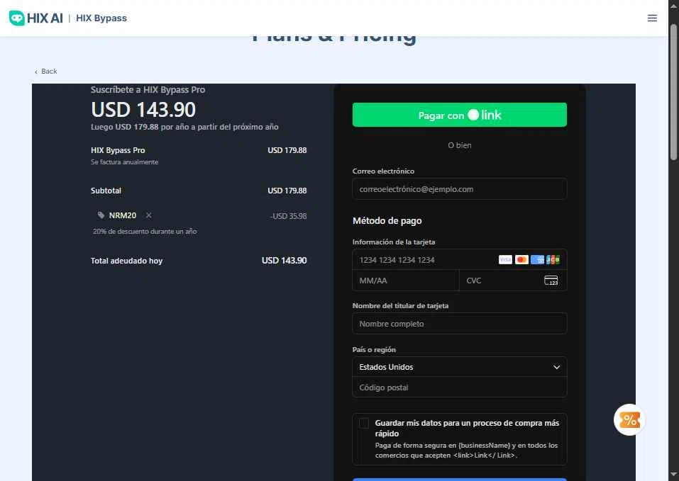 HIX.AI checkout page showing HIX.AI promo code box | Screenshot taken by SimplyCodes community member on Sep 13, 2025