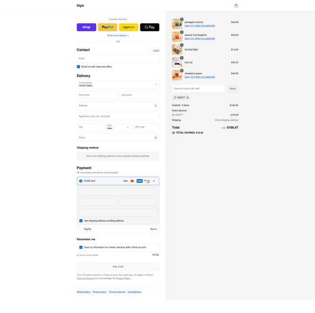 Hiyo checkout page showing Hiyo discount code box | Screenshot taken by SimplyCodes community member on Sep 7, 2025