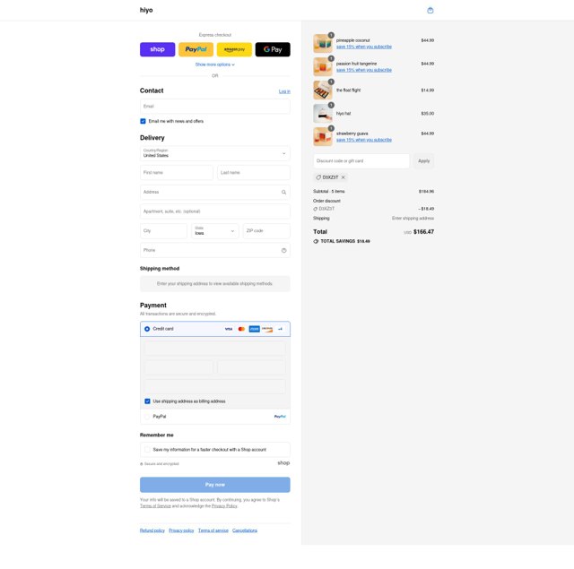 Hiyo checkout page showing Hiyo discount code box | Screenshot taken by SimplyCodes community member on Sep 7, 2025