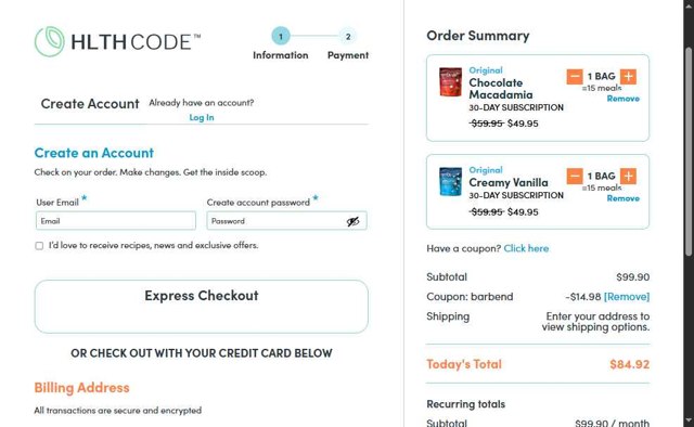 HLTH Code checkout page showing HLTH Code promo code box | Screenshot taken by SimplyCodes community member on Jul 19, 2025