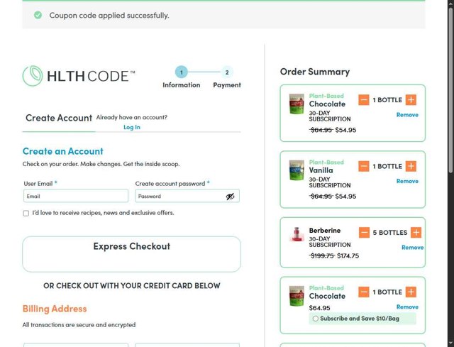 HLTH Code checkout page showing HLTH Code promo code box | Screenshot taken by SimplyCodes community member on Aug 19, 2025