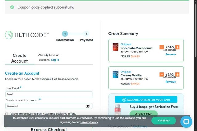 HLTH Code checkout page showing HLTH Code promo code box | Screenshot taken by SimplyCodes community member on Aug 23, 2025