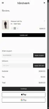 Handvaerk coupon verification screenshot