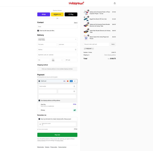 HobbyTron checkout page showing HobbyTron coupon code box | Screenshot taken by SimplyCodes community member on Sep 12, 2025