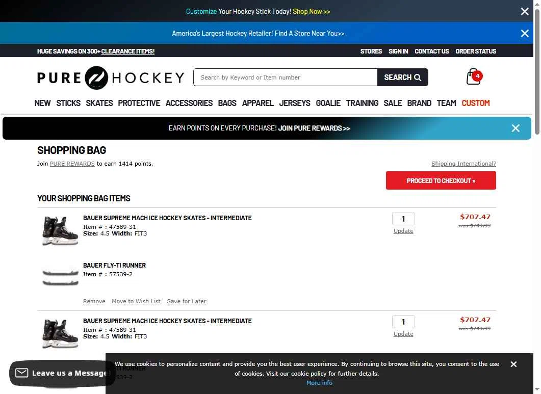 Hockey Giant checkout page showing Hockey Giant promo code box | Screenshot taken by SimplyCodes community member on Jun 25, 2025