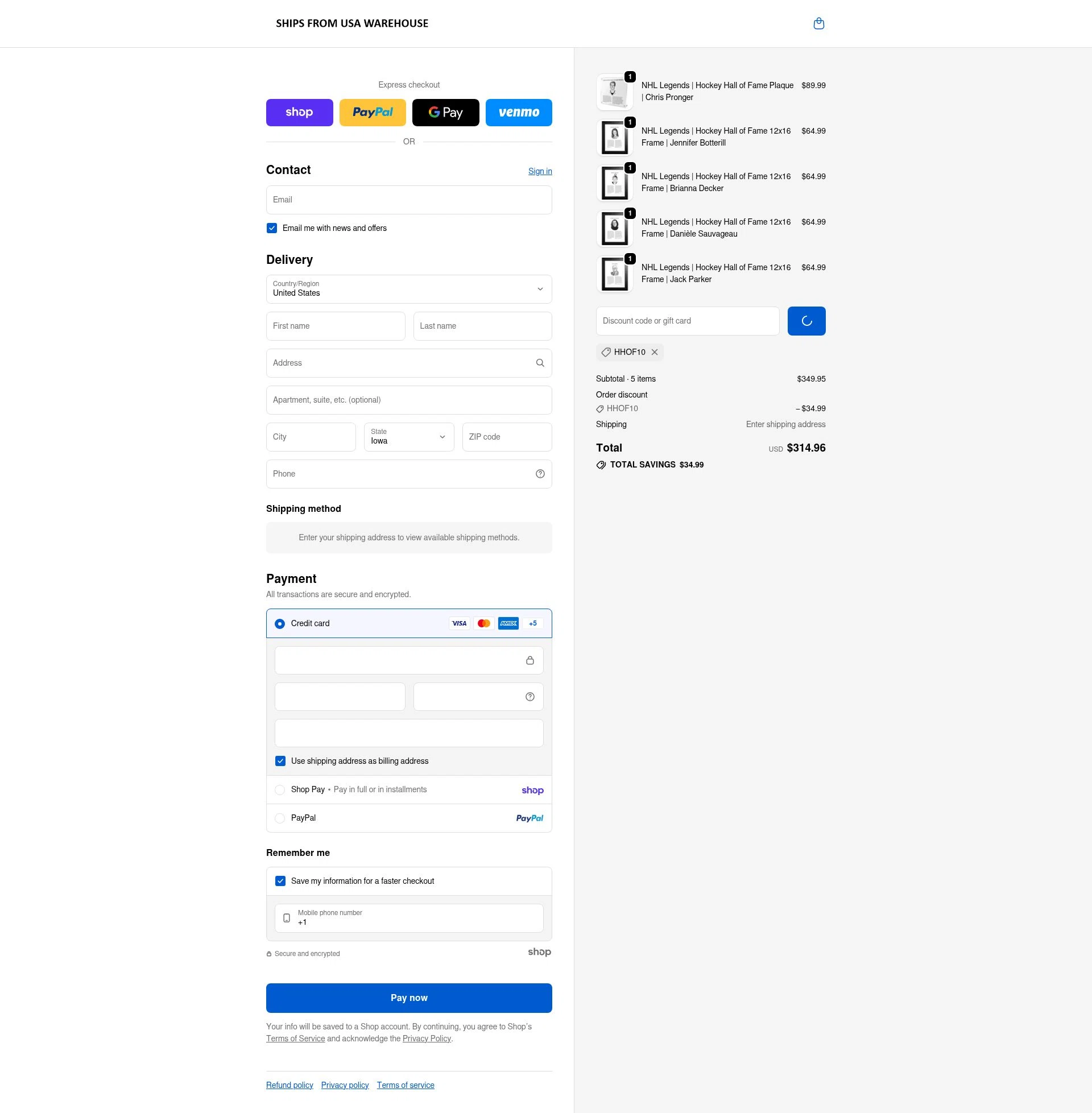 Hockey Hall of Fame checkout page showing Hockey Hall of Fame promo code box | Screenshot taken by SimplyCodes community member on Jan 25, 2026