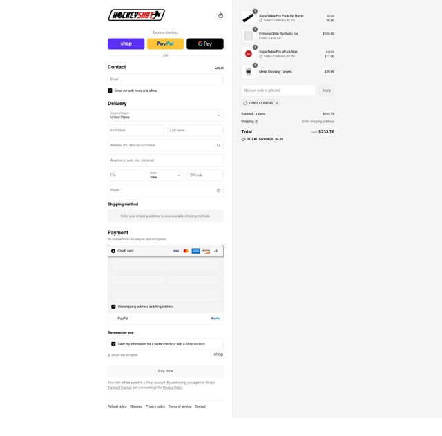 HockeyShot checkout page showing HockeyShot promo code box | Screenshot taken by SimplyCodes community member on Aug 31, 2025