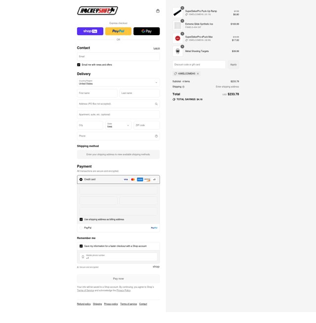 HockeyShot checkout page showing HockeyShot promo code box | Screenshot taken by SimplyCodes community member on Aug 23, 2025