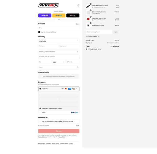 HockeyShot checkout page showing HockeyShot promo code box | Screenshot taken by SimplyCodes community member on Aug 10, 2025