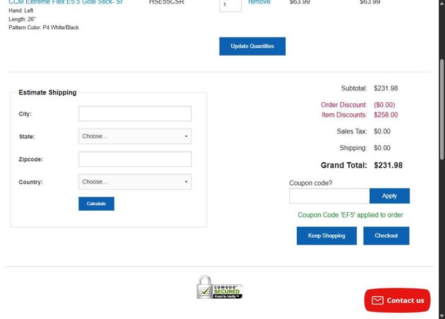 Hockey World checkout page showing Hockey World promo code box | Screenshot taken by SimplyCodes community member on Jul 23, 2025