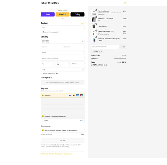 Hohem checkout page showing Hohem discount code box | Screenshot taken by SimplyCodes community member on Sep 2, 2025
