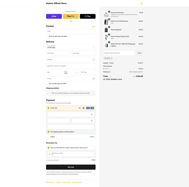 Hohem checkout page showing Hohem discount code box | Screenshot taken by SimplyCodes community member on Sep 2, 2025