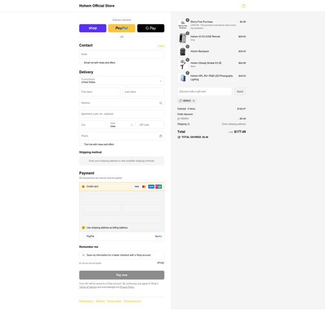 Hohem checkout page showing Hohem discount code box | Screenshot taken by SimplyCodes community member on Sep 2, 2025