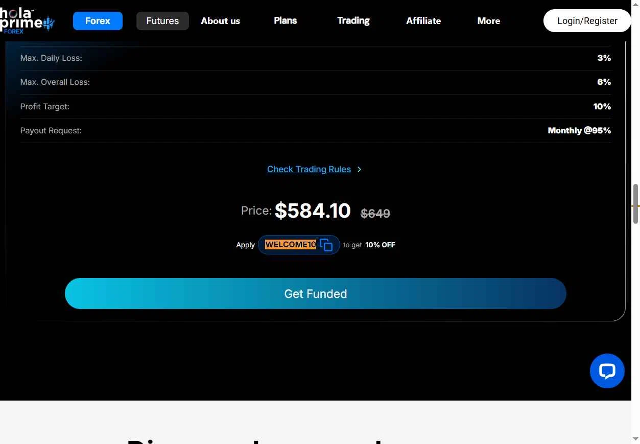 Hola Prime checkout page showing Hola Prime promo code box | Screenshot taken by SimplyCodes community member on Dec 13, 2025