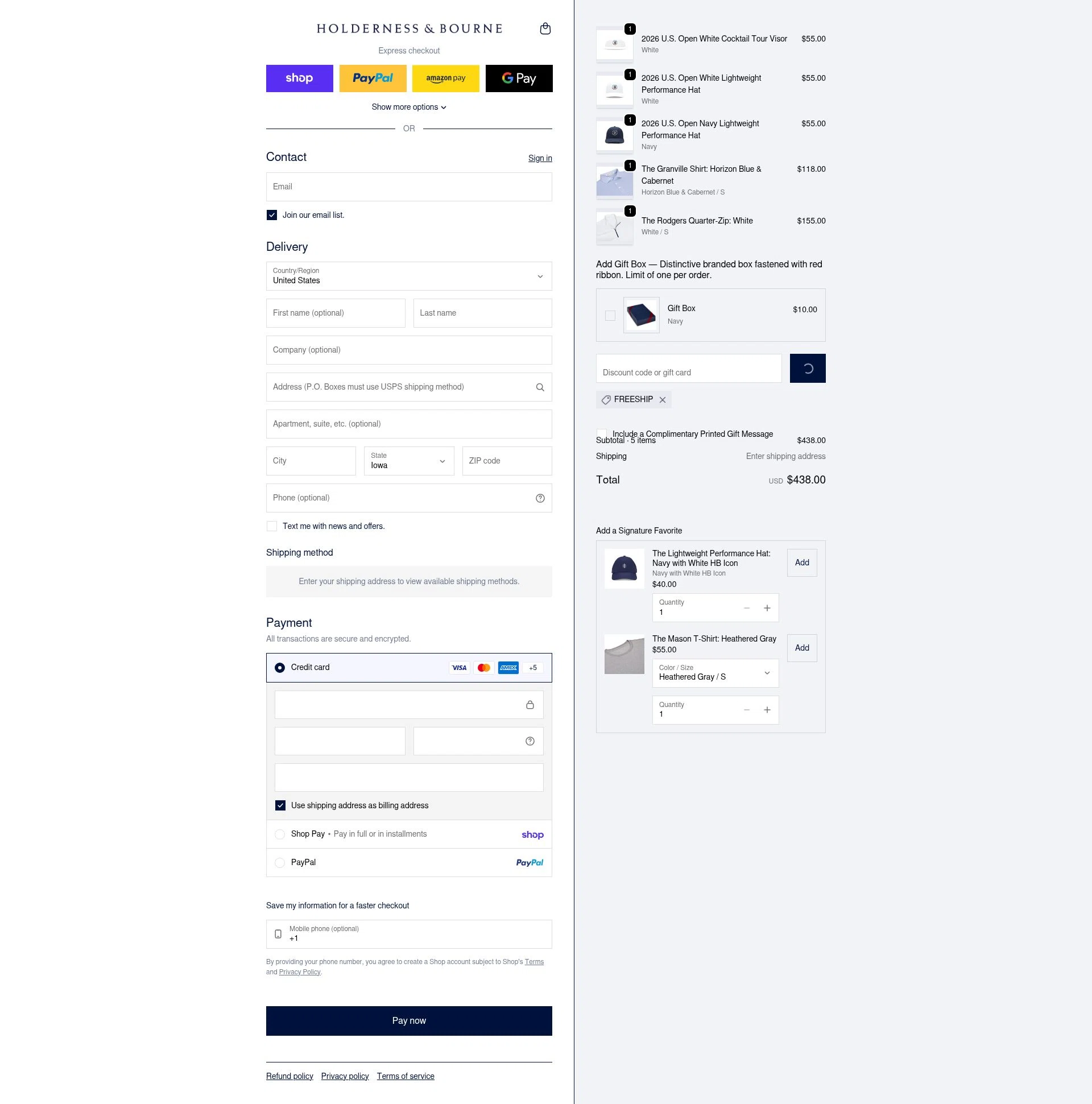 Holderness & Bourne checkout page showing Holderness & Bourne promo code box | Screenshot taken by SimplyCodes community member on Feb 3, 2026