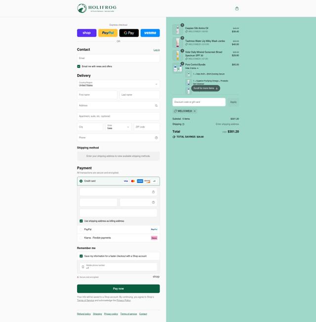 HoliFrog checkout page showing HoliFrog promo code box | Screenshot taken by SimplyCodes community member on Sep 8, 2025
