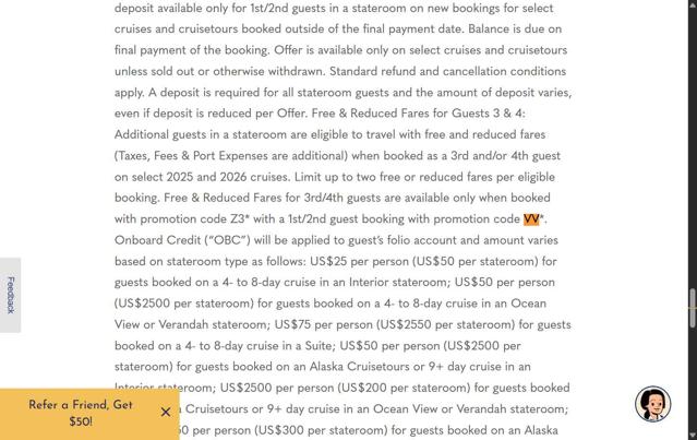 Holland America Cruise Line checkout page showing Holland America Cruise Line promo code box | Screenshot taken by SimplyCodes community member on Sep 28, 2025
