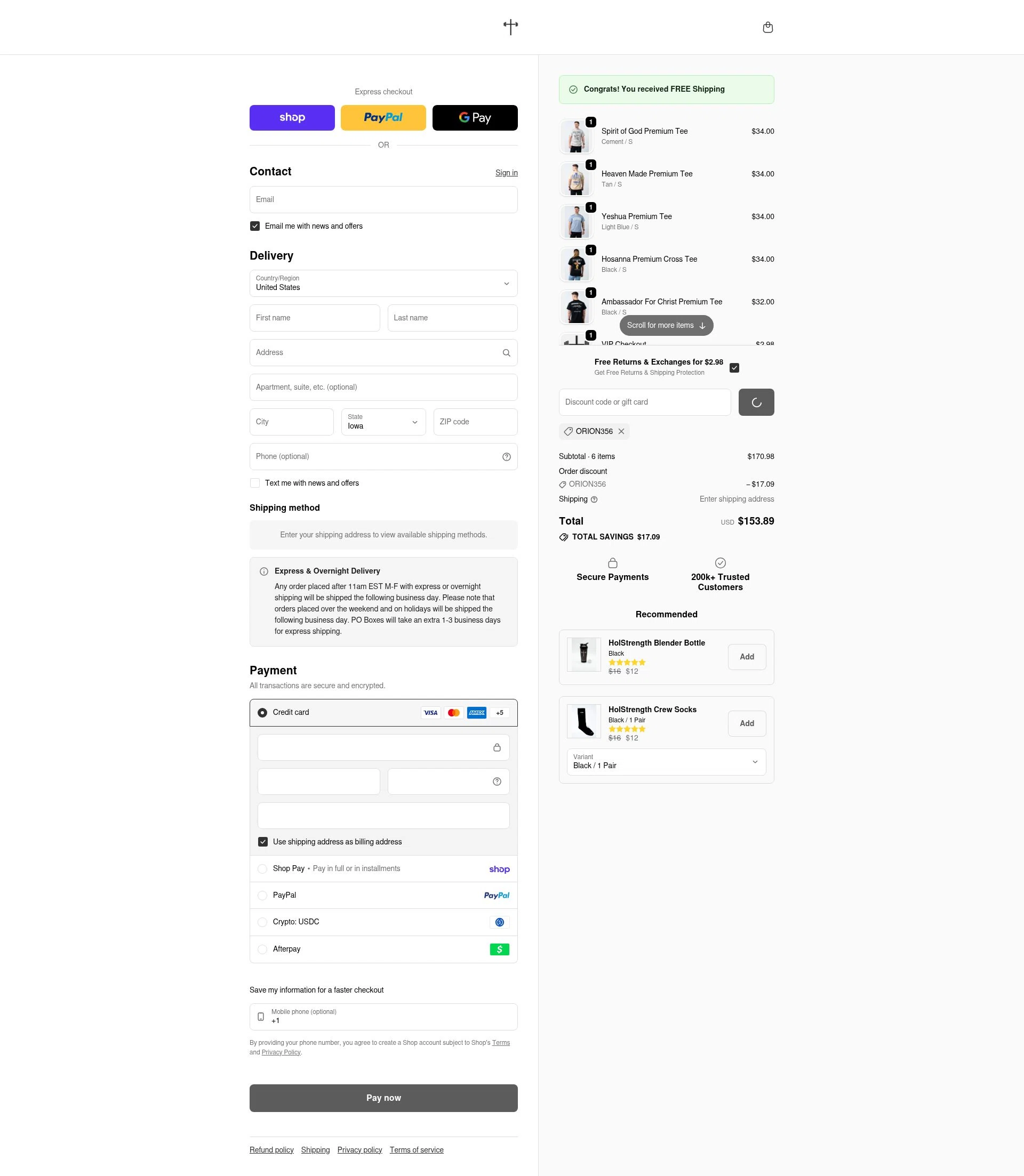 HolStrength checkout page showing HolStrength discount code box | Screenshot taken by SimplyCodes community member on Feb 20, 2026