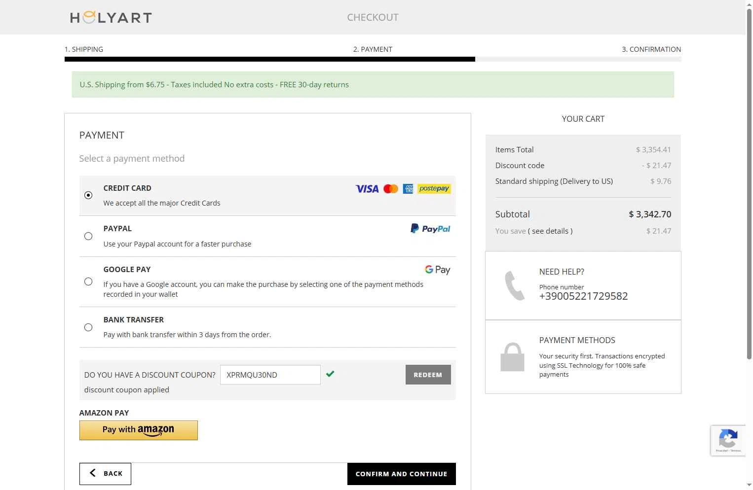 Holy Art checkout page showing Holy Art discount code box | Screenshot taken by SimplyCodes community member on Jan 17, 2026