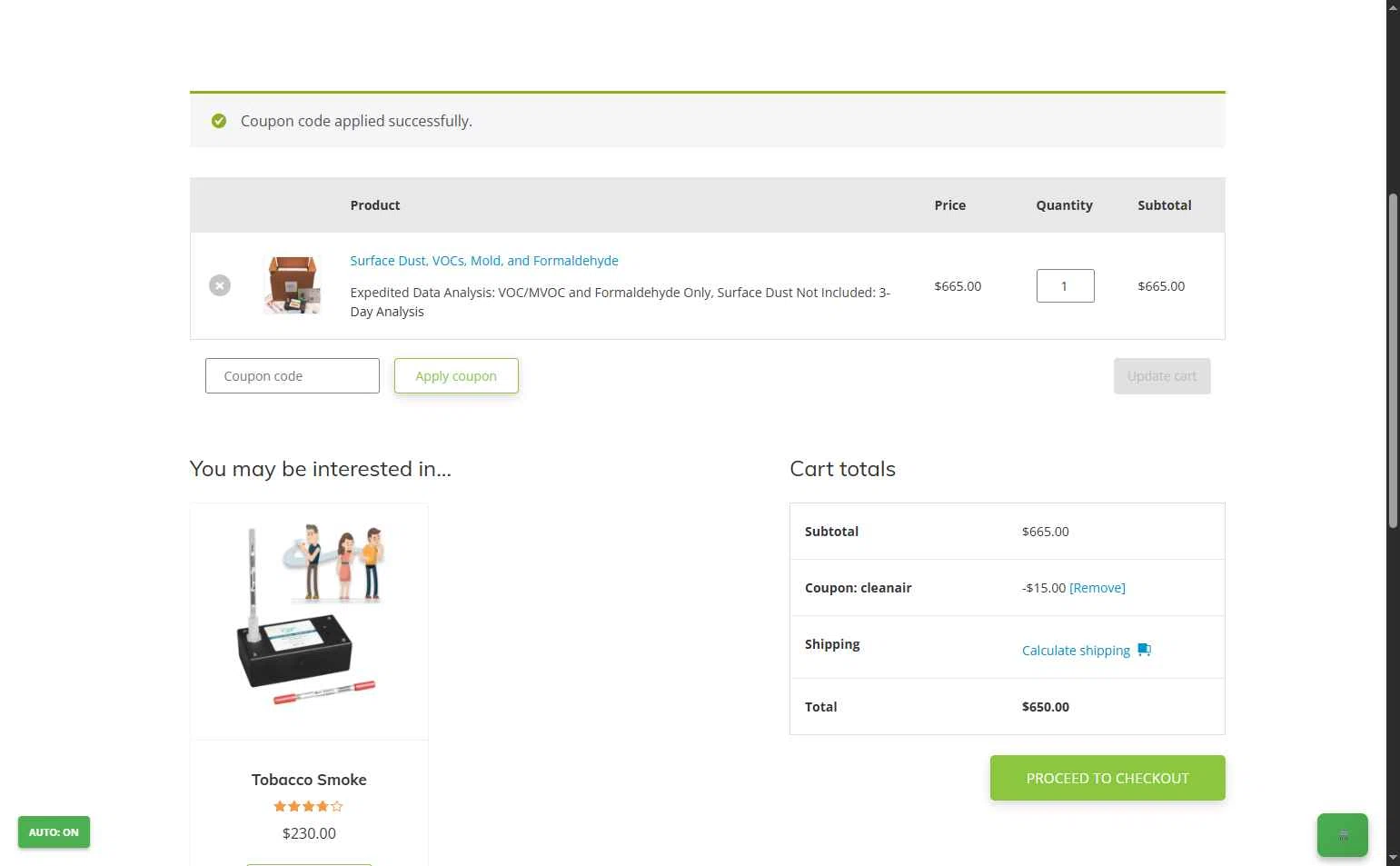 Home Air Check checkout page showing Home Air Check promo code box | Screenshot taken by SimplyCodes community member on Dec 31, 2025