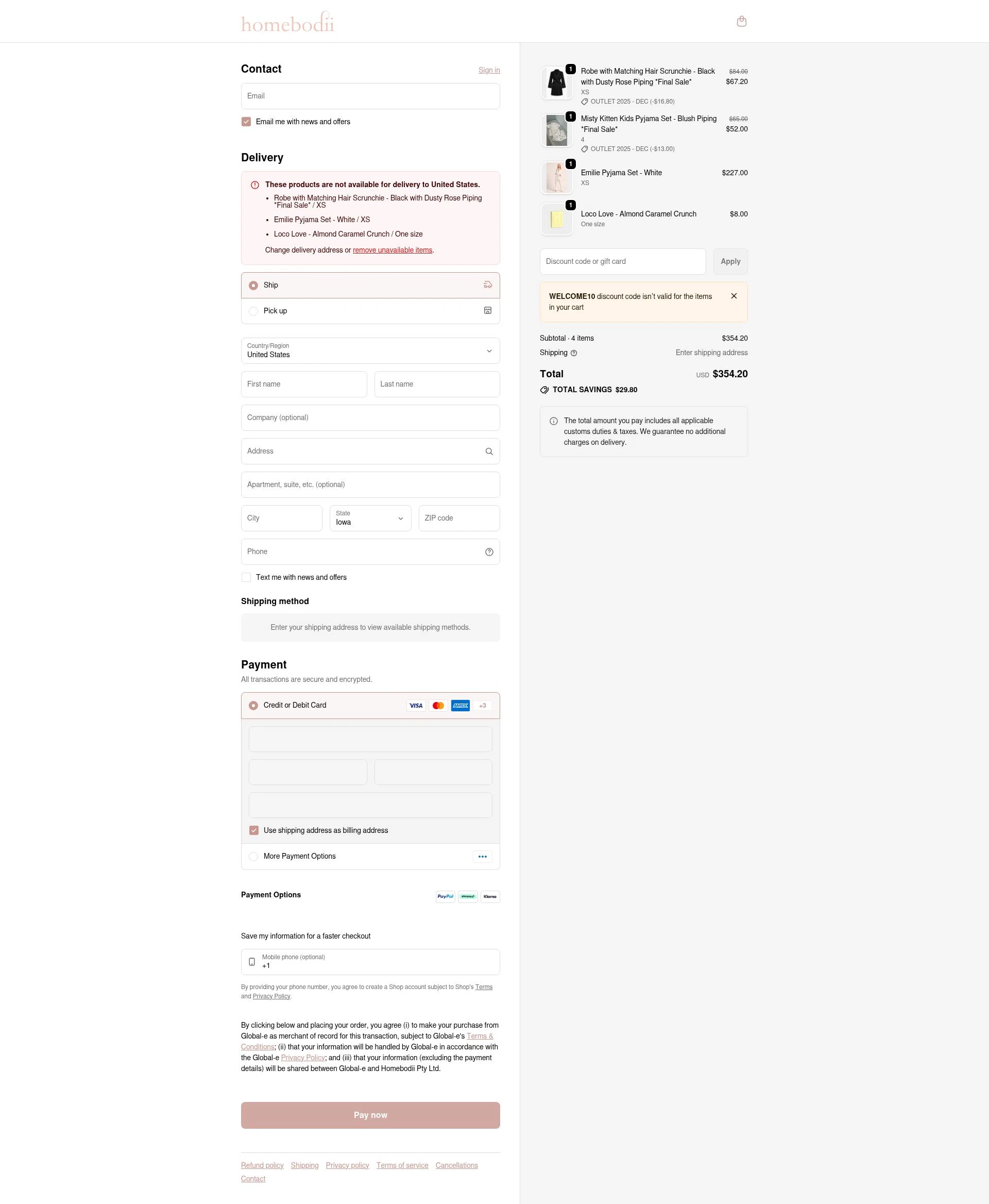 Homebodii checkout page showing Homebodii promo code box | Screenshot taken by SimplyCodes community member on Jan 31, 2026