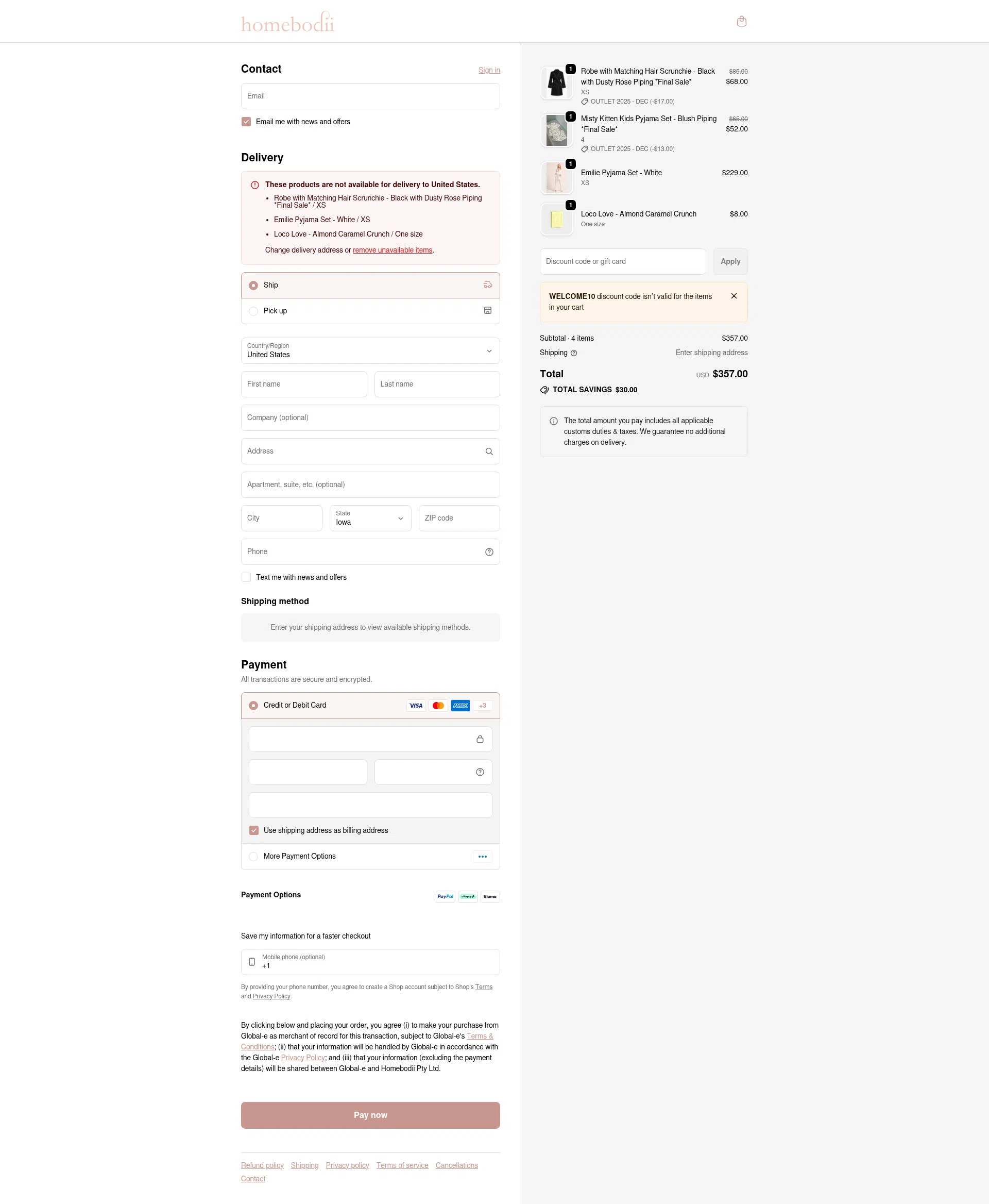 Homebodii checkout page showing Homebodii promo code box | Screenshot taken by SimplyCodes community member on Feb 4, 2026