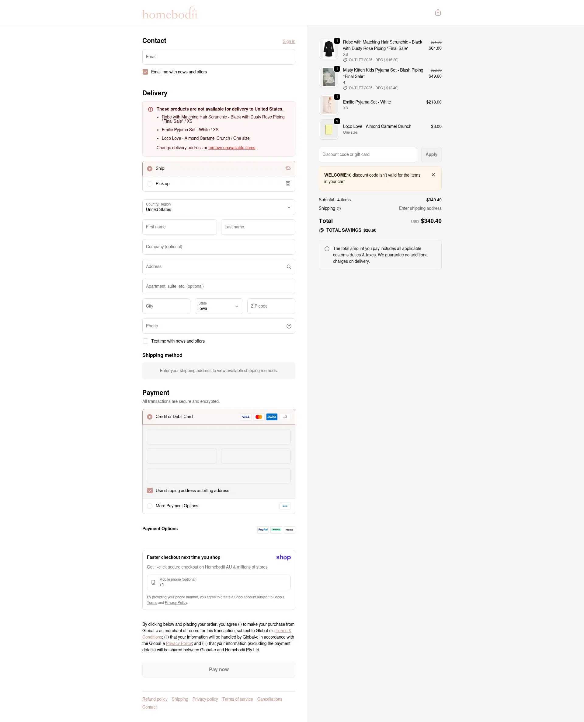 Homebodii checkout page showing Homebodii promo code box | Screenshot taken by SimplyCodes community member on Jan 17, 2026