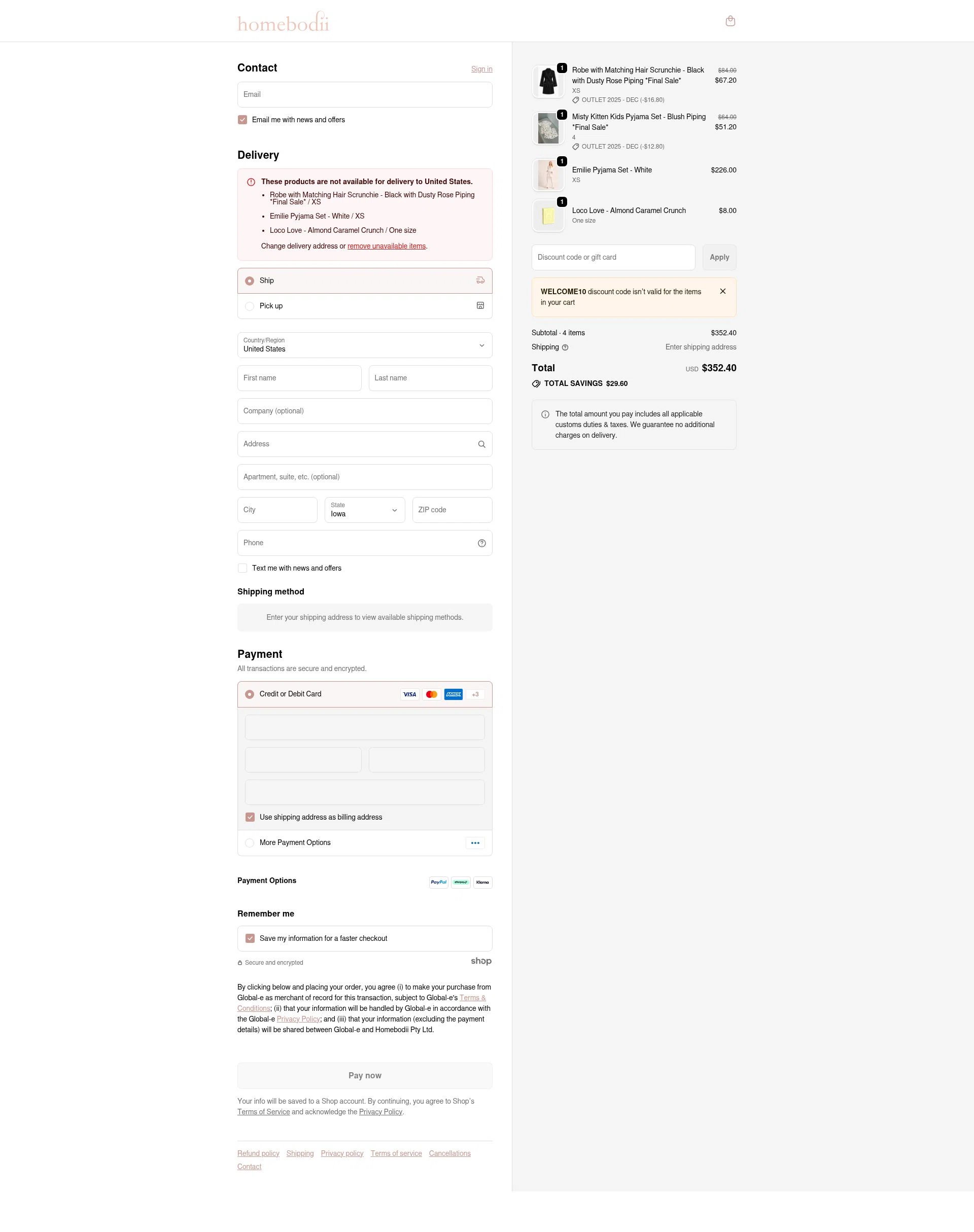 Homebodii checkout page showing Homebodii promo code box | Screenshot taken by SimplyCodes community member on Jan 26, 2026