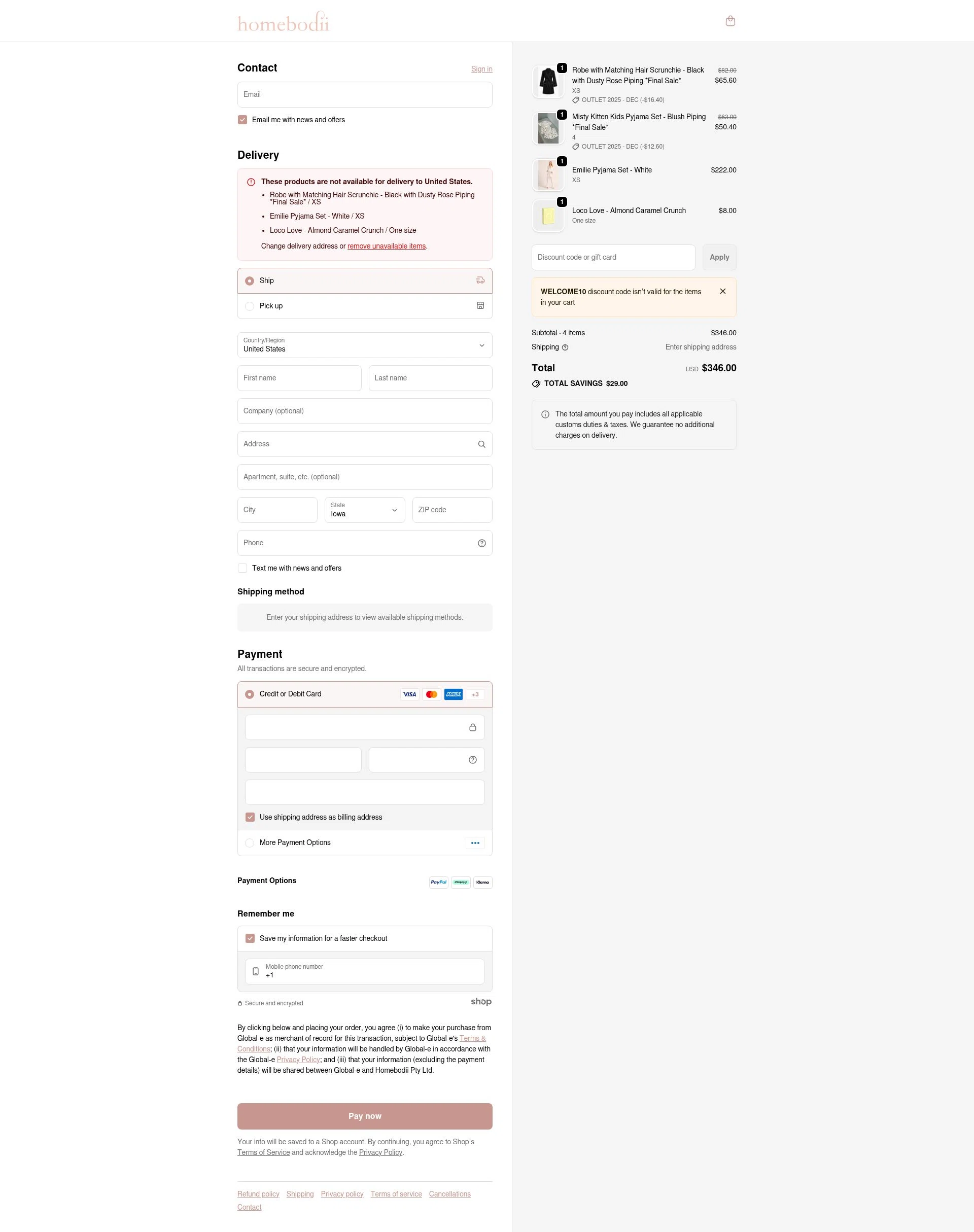Homebodii checkout page showing Homebodii promo code box | Screenshot taken by SimplyCodes community member on Jan 22, 2026
