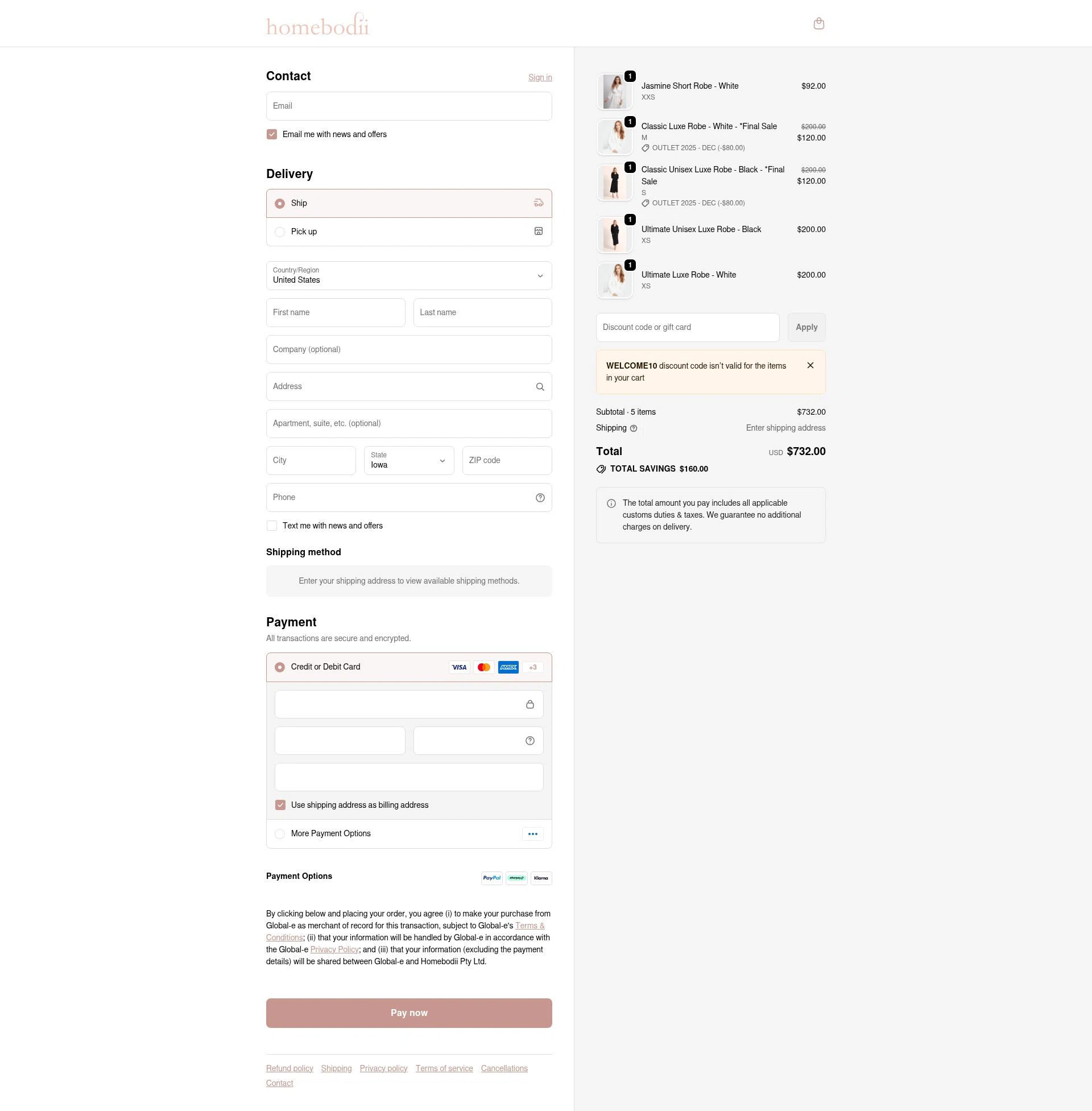 Homebodii checkout page showing Homebodii promo code box | Screenshot taken by SimplyCodes community member on Feb 13, 2026