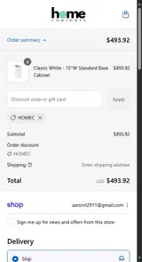 HOMEC coupon verification screenshot