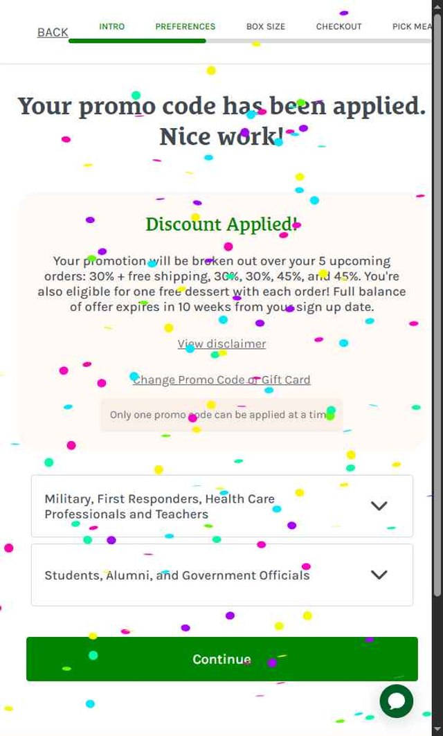 Home Chef checkout page showing Home Chef promo code box | Screenshot taken by SimplyCodes community member on Aug 22, 2025