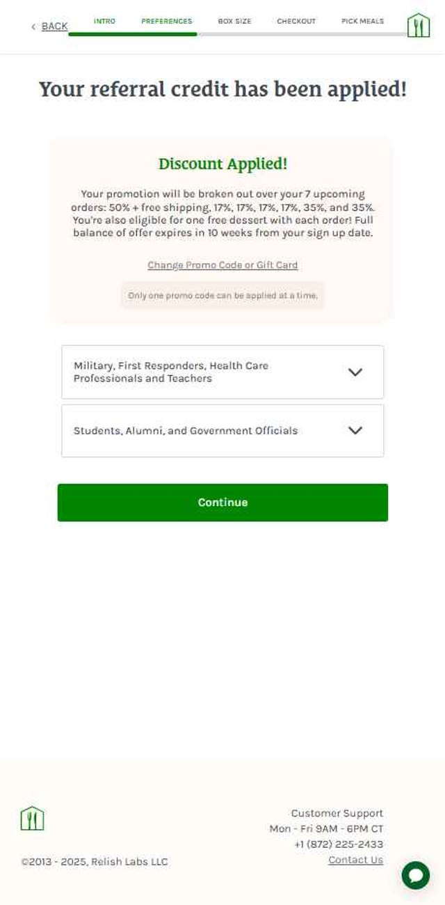 Home Chef checkout page showing Home Chef promo code box | Screenshot taken by SimplyCodes community member on Aug 22, 2025