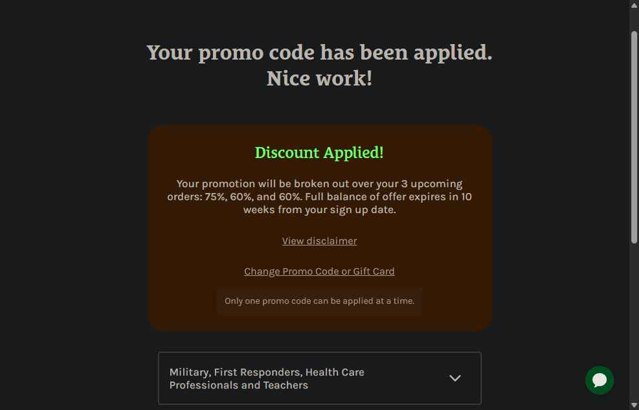 Home Chef checkout page showing Home Chef promo code box | Screenshot taken by SimplyCodes community member on Aug 25, 2025