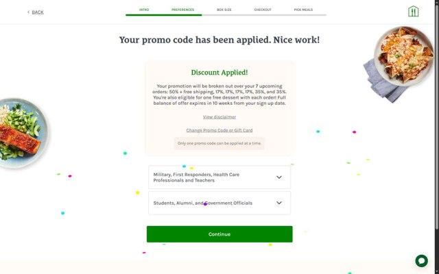 Home Chef checkout page showing Home Chef promo code box | Screenshot taken by SimplyCodes community member on Aug 22, 2025