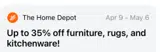 Home Depot coupon verification screenshot