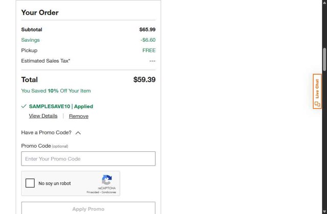 Home Depot checkout page showing Home Depot promo code box | Screenshot taken by SimplyCodes community member on Aug 20, 2025