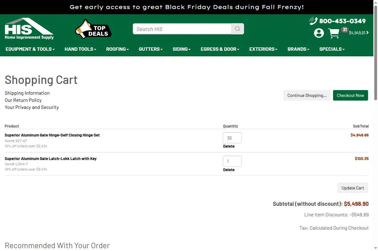 Home Improvement Supply checkout page showing Home Improvement Supply discount code box | Screenshot taken by SimplyCodes community member on Nov 28, 2025