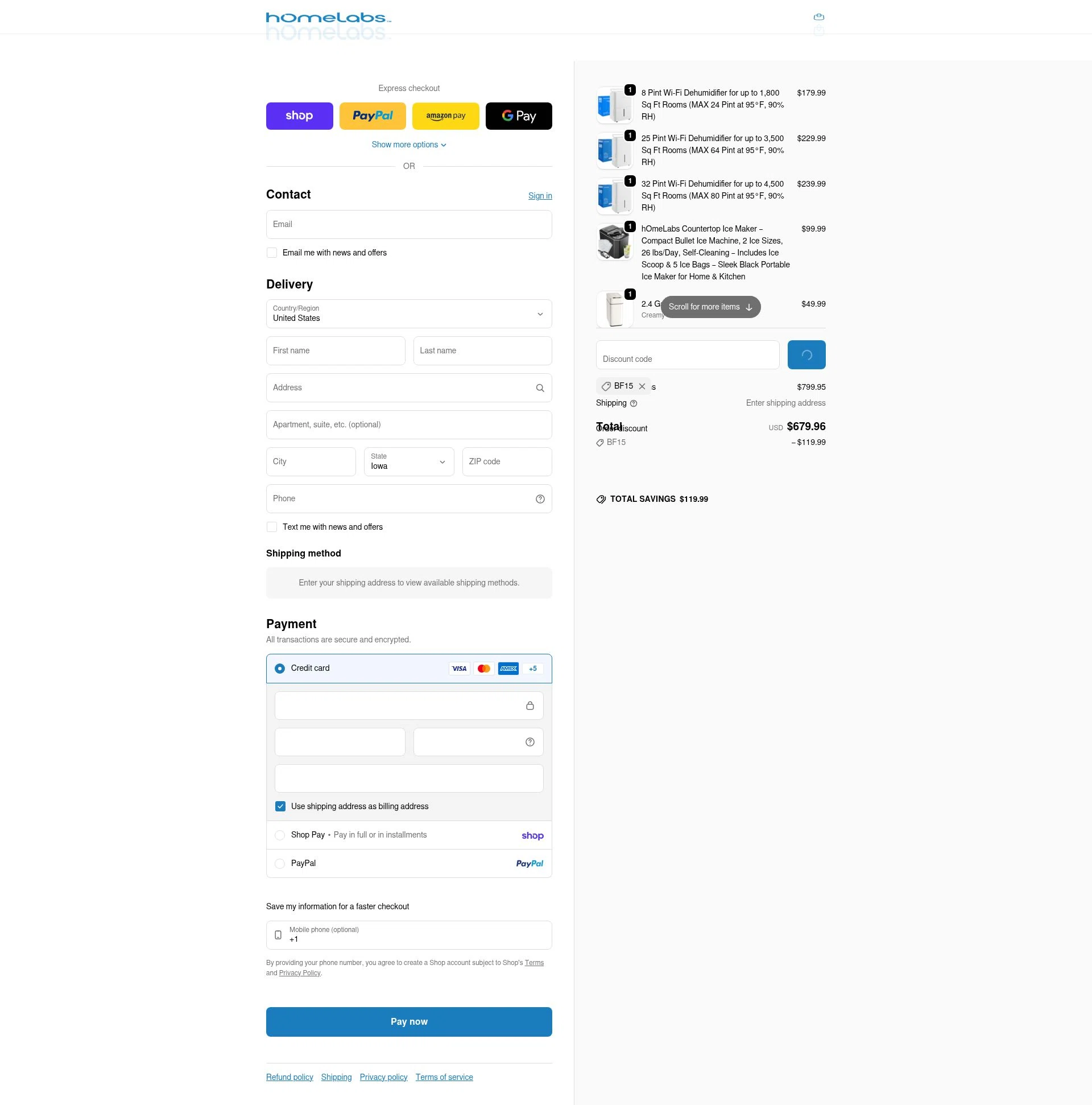 Home Labs checkout page showing Home Labs discount code box | Screenshot taken by SimplyCodes community member on Feb 5, 2026