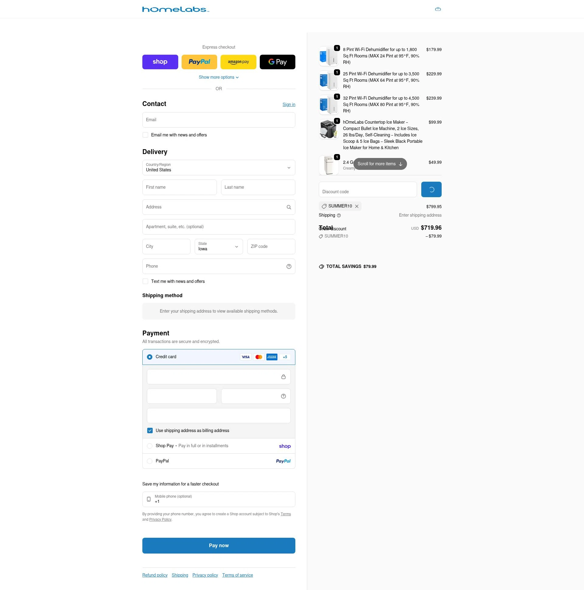 Home Labs checkout page showing Home Labs discount code box | Screenshot taken by SimplyCodes community member on Feb 5, 2026