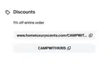 CAMPWITHKRIS coupon verification screenshot