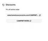 CAMPWITHKRIS coupon verification screenshot
