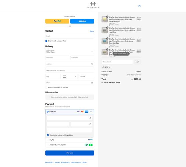 Homerilla checkout page showing Homerilla discount code box | Screenshot taken by SimplyCodes community member on Sep 13, 2025