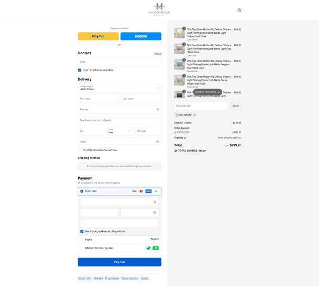 Homerilla checkout page showing Homerilla discount code box | Screenshot taken by SimplyCodes community member on Sep 13, 2025