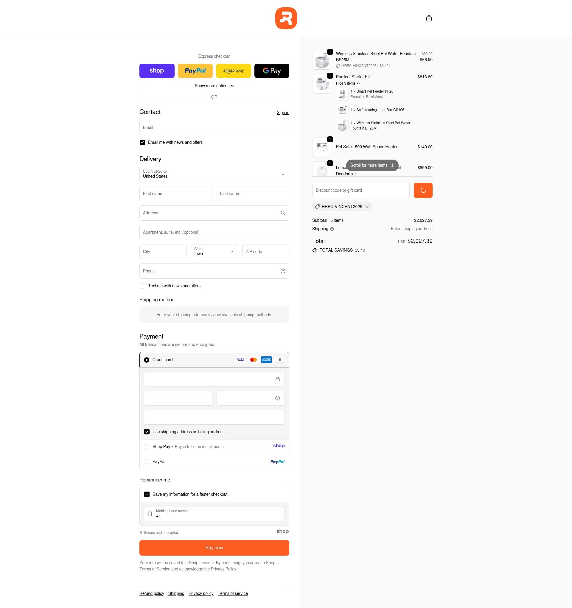 Homerunpet US checkout page showing Homerunpet US promo code box | Screenshot taken by SimplyCodes community member on Jan 2, 2026