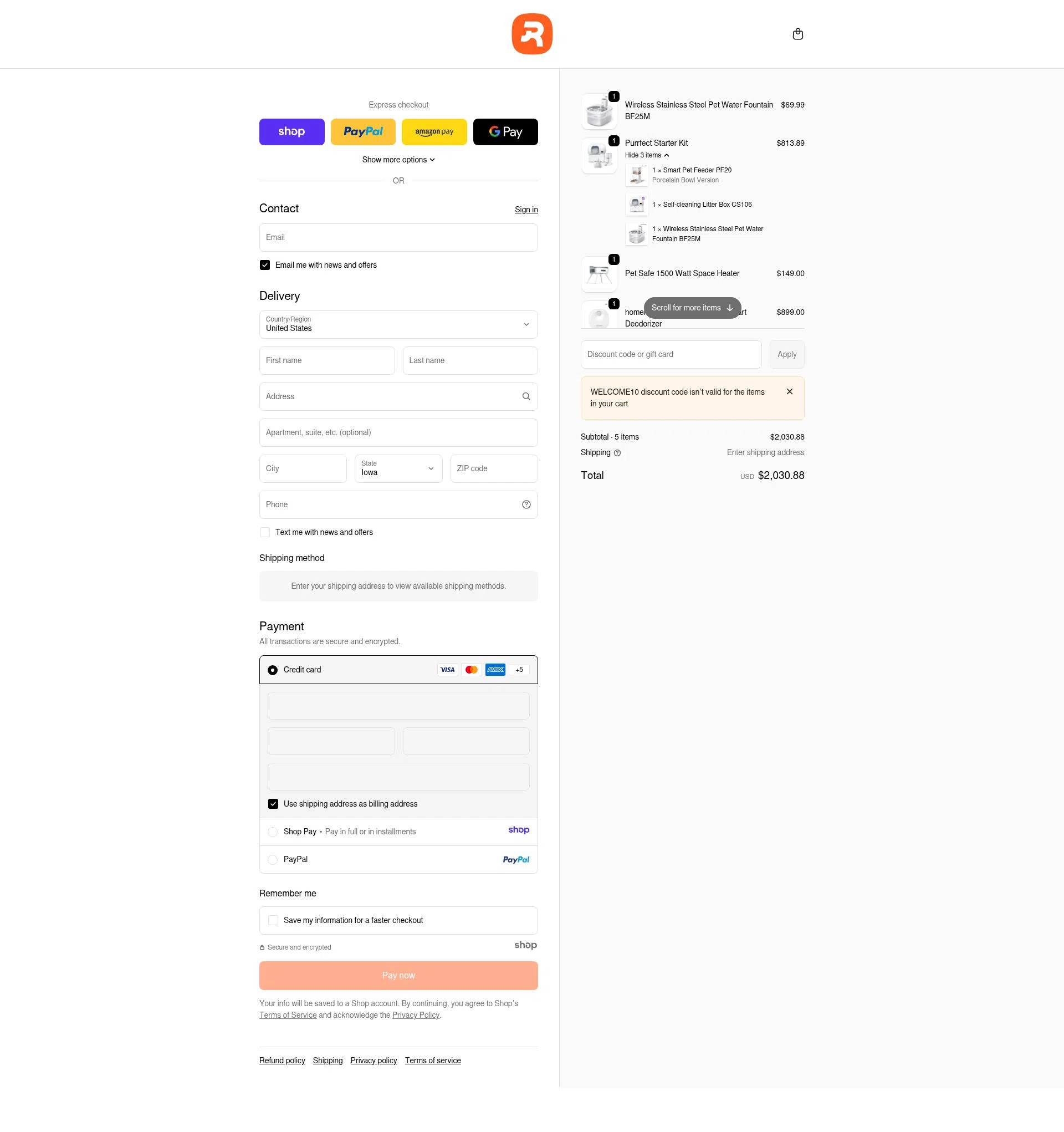 Homerunpet US checkout page showing Homerunpet US promo code box | Screenshot taken by SimplyCodes community member on Jan 2, 2026